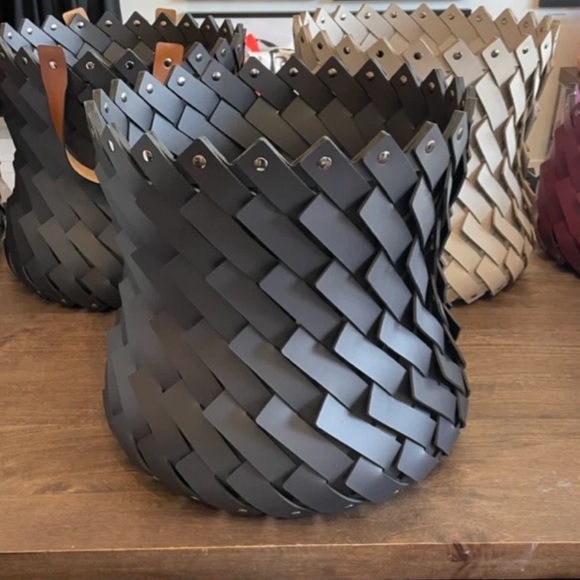 Nicole Sassaman Leather Woven Basket - Picture 1 of 5